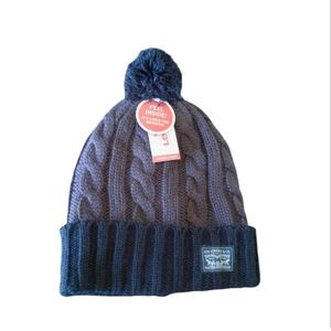 Levi's Cable Knit Winter Hat Black & Gray Unisex Beanie